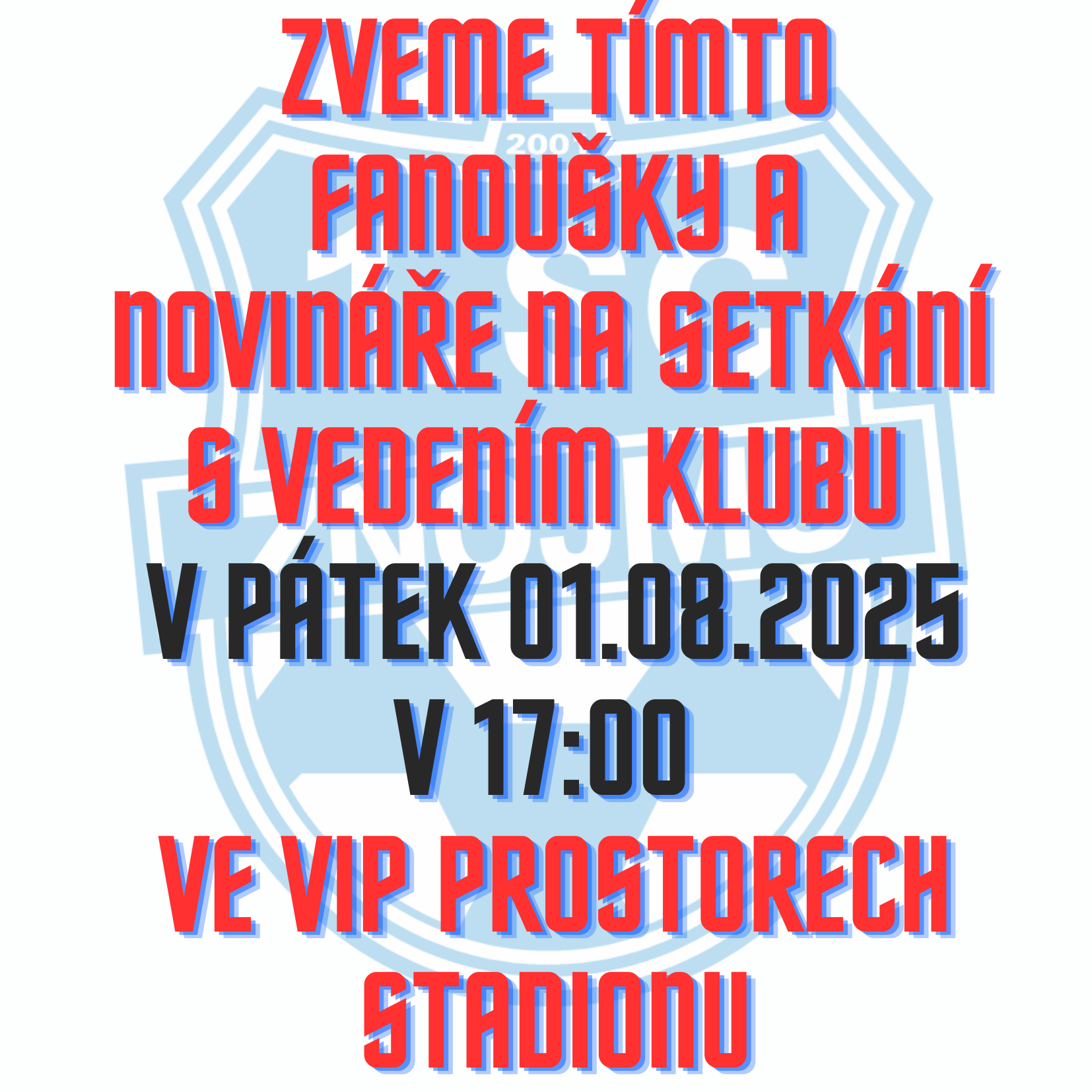 Pozvnka na setkn s vedenm klubu a trenry